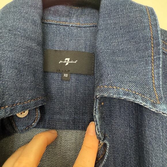 NWT 7 for All Mankind Weightless Point Collar Denim Pleated Wide Leg Jumpsuit - Picture 7 of 8